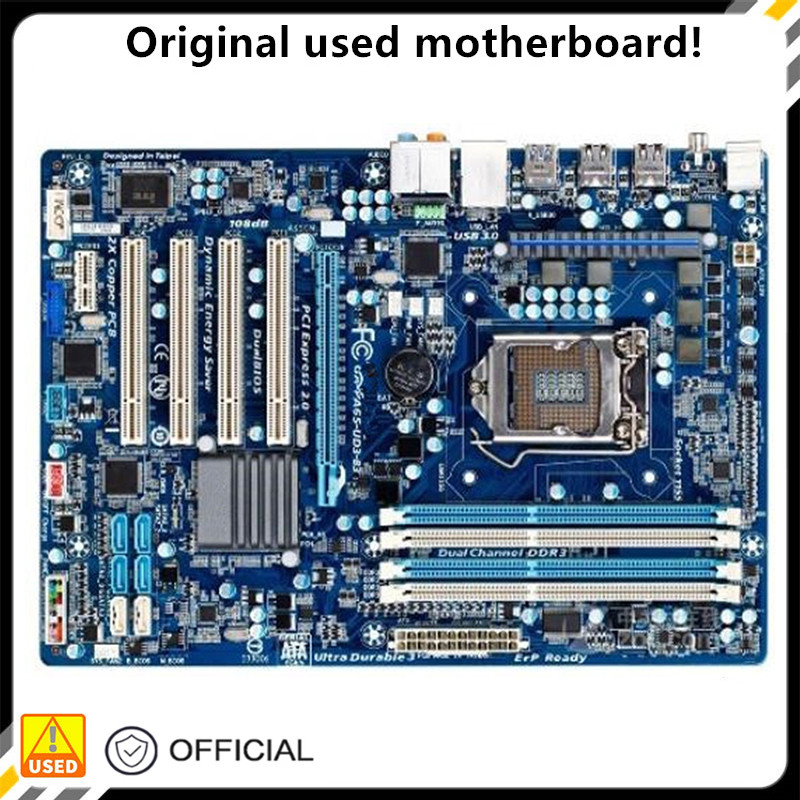 H61 GA-PA65-UD3-B3 PA65-UD3-B3 Used Desktop Board H61 Slot LGA1155 DDR3 Motherboard SATA2 USB2.0 Sup