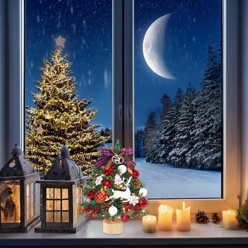 Small Lighted Christmas Tree Artificial Miniature Pine Christmas Tree Christmas Tree Ornaments