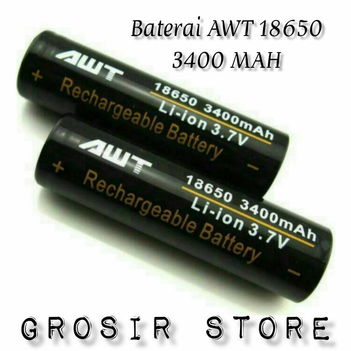 New Battery AWT 18650 3400mah Black Hitam Batre Baterai