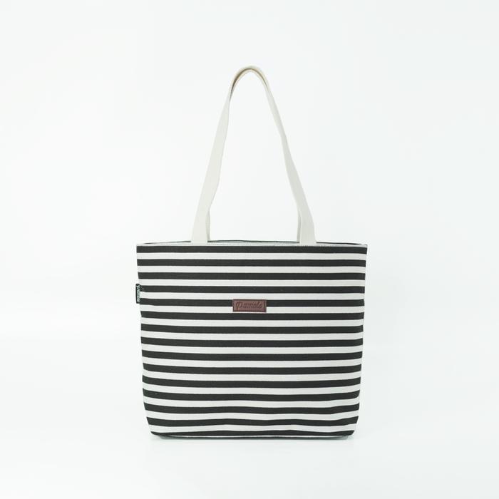 veluna- Pamole Tas Tote Bag Wanita Resleting Bahan Kanvas - Kina Series Tote Bag