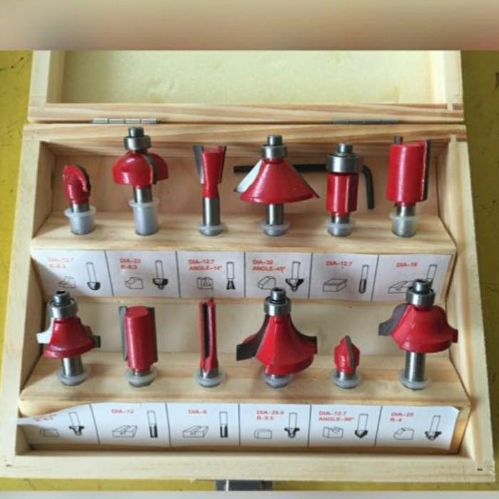 Paling Baik Mata Profil Kayu Mata Router Mata Trimer Diameter 1/4Inch Set 12Pcs Terlariss 
