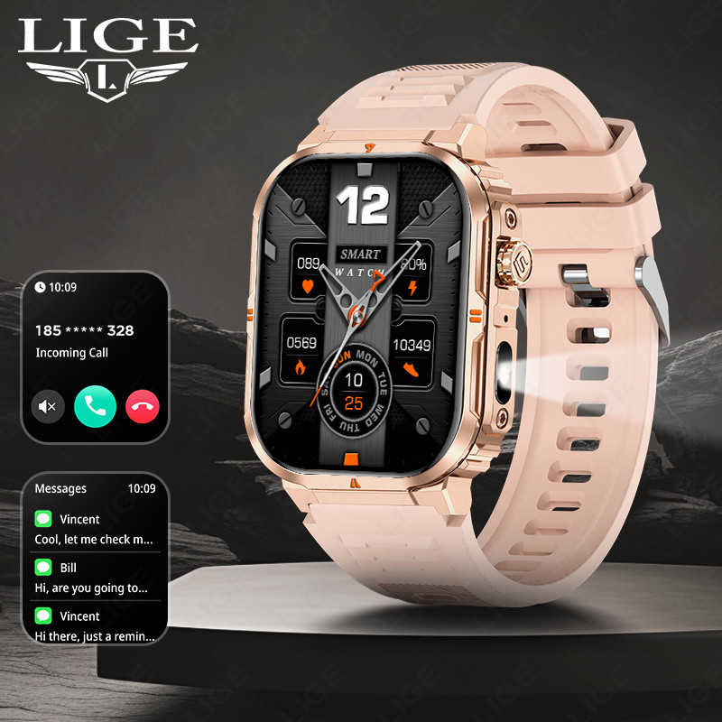 Lige 2.01" Hd Display Smart Watch 2025 New Bluetooth Phone Call Health Monitor Ip68 Waterproof
