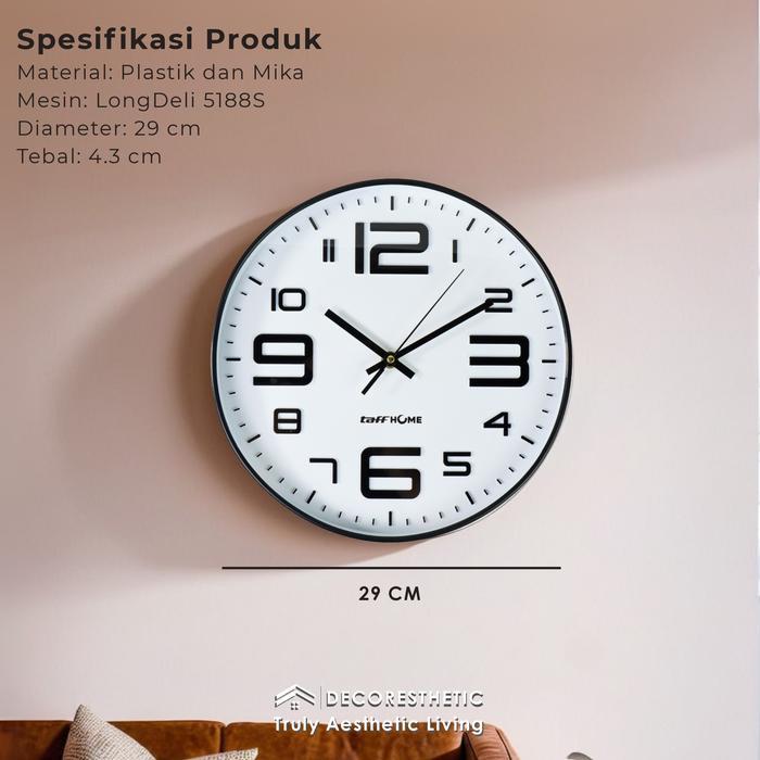 Decoresthetic Taffhome Jam Dinding Glass Quartz Kamar Kaca Jam Hiasan Dinding Aesthetic Minimalis