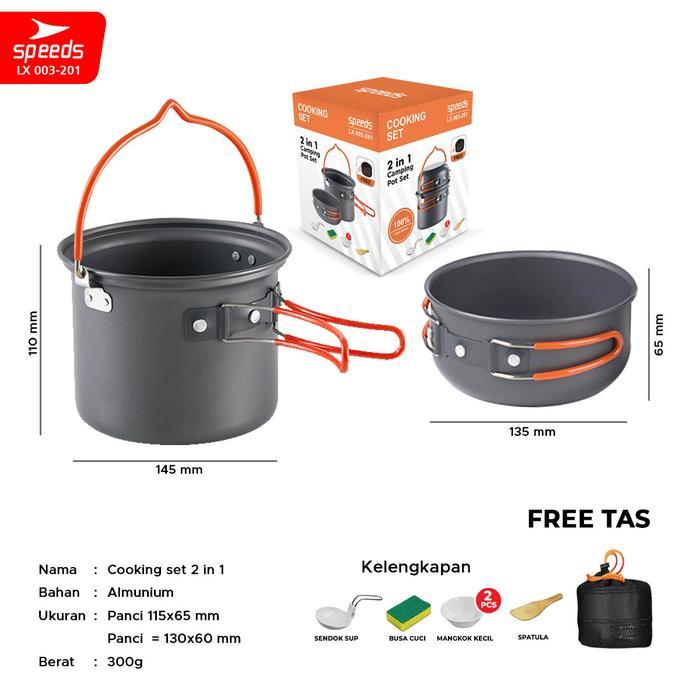 Kayak Outdoor - SPEEDS Cooking SET Paket Dapur Camping 2in1 Masak Serbaguna Cooking Outdoor Alat