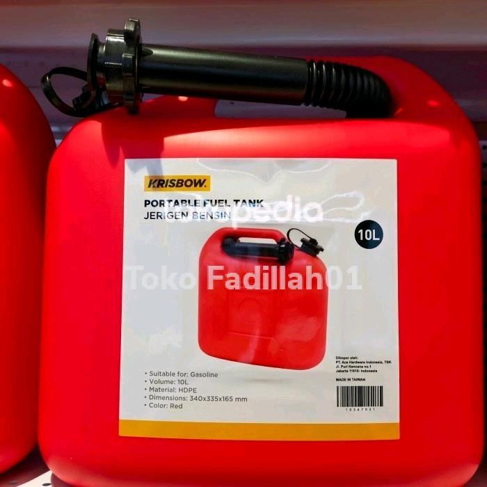 KRISBOW Jerigen Plastik 10 liter merah / JERIGEN PLASTIK 10 LITER / Gasoline Tank Plastik / Jerigen