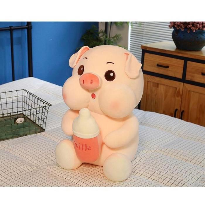 Boneka Pig Bottle Milk Terbaru Viral Boneka Babi Pegang Botol Susu