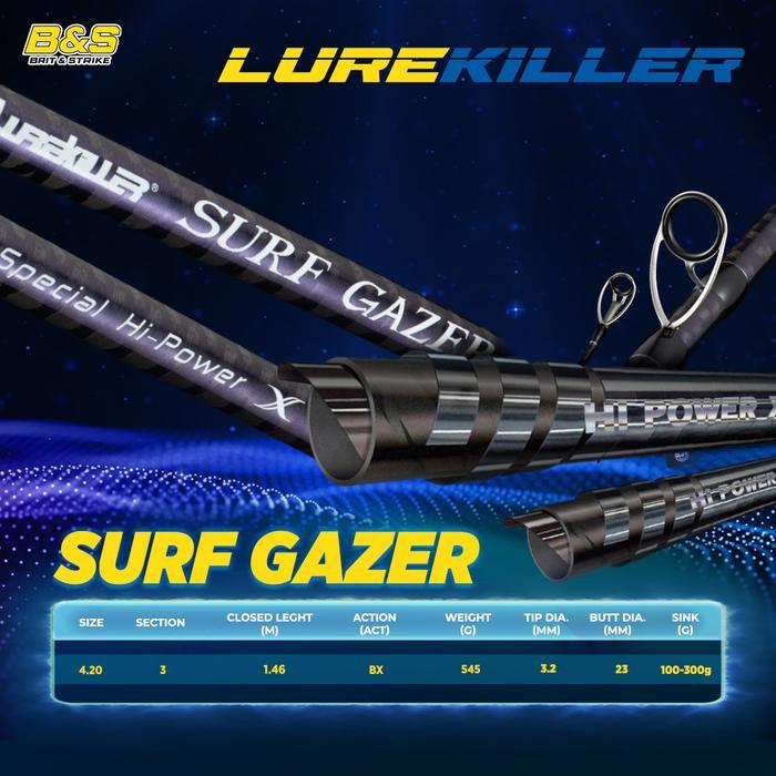 LUREKILLER joran surf gazer 4.2m joran pancing bahan Hi-power X spiral CW100-300 joran pasiran_FUJI