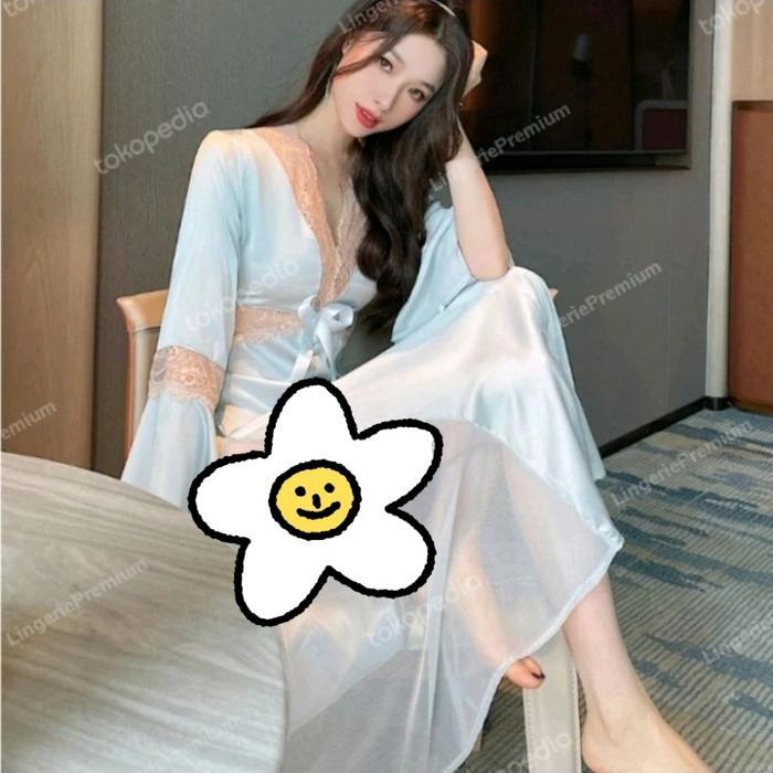 Lingeriexlingerie Premium Lingeri Sexy Satin Lengan Panjang