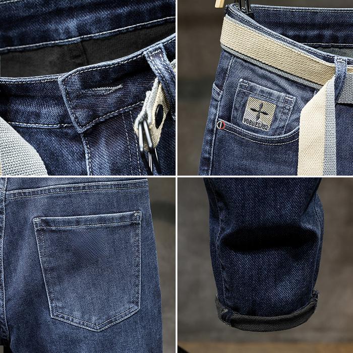 8zg8- Tamp-X Celana Jeans Pria Slim Fit Stretch Biru Hitam Standar Cowok Original Korean