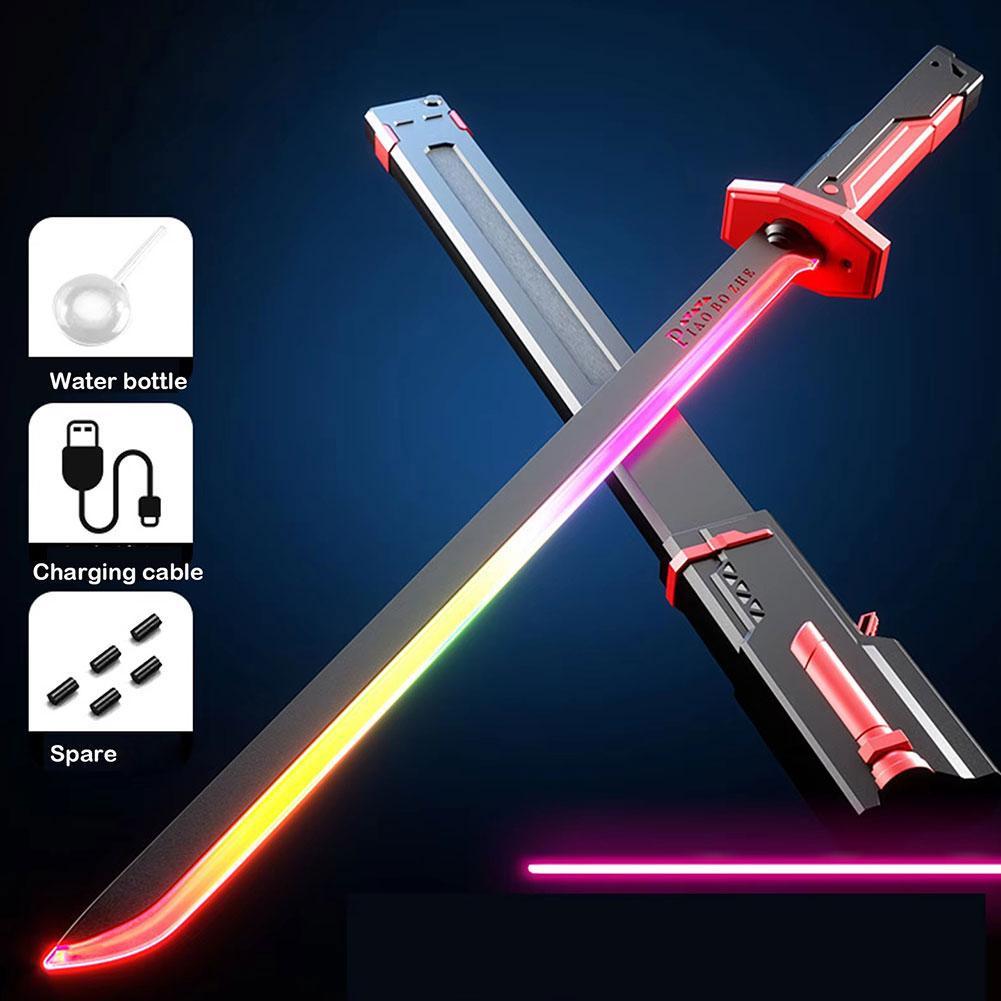 Colorful Streamer Glowing Sword Toys With Spark & Smoke Effect Light Sword Kids Adult Toys Led