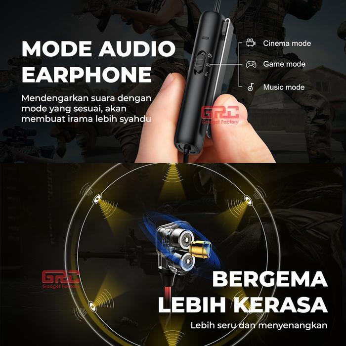Unik Baseus Gaming Earphone H08 Surround 3D Fortnite Pubg Gamo Terlaris