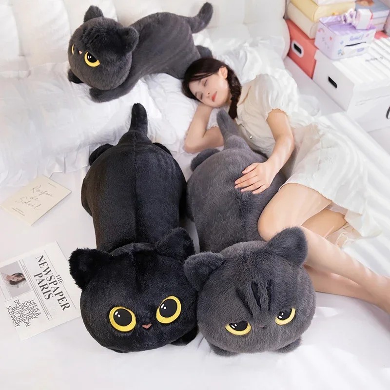 50cm kawaii Black Cat Plush Toy Doll Cute Big Cuddly Pillow Cushion Ins Black Cat Plush Toy Doll For