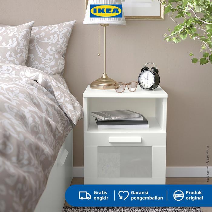 IKEA BRIMNES Meja Samping Tempat Tidur dengan Laci 39x41 cm