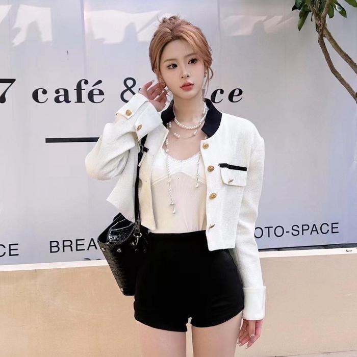 Banyak Dicari Blazer Putih Crop Blazer Top Wanita Cardigan NyamanAtasan Lengan Panjang Blazer Korean