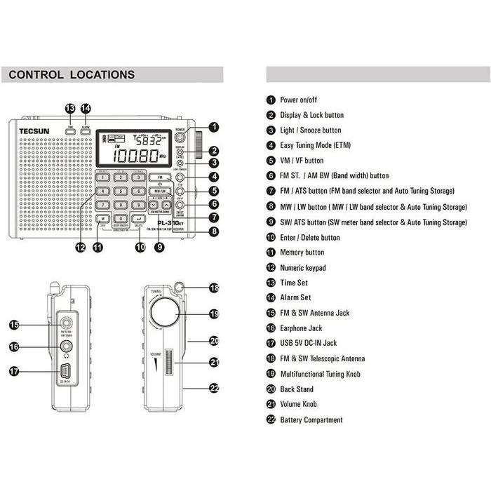 RADIO TECSUN PL-310ET PL310ET PL310 FM AM SW LW DITAL TECSUN