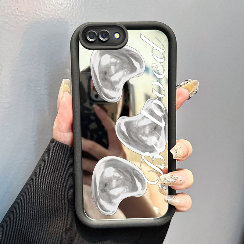 Casing Hp OPPO A5 A3s A12E Realme C1 Case HP Casing pola Bunga Hitam Putih Kasing cermin Cesing Sili