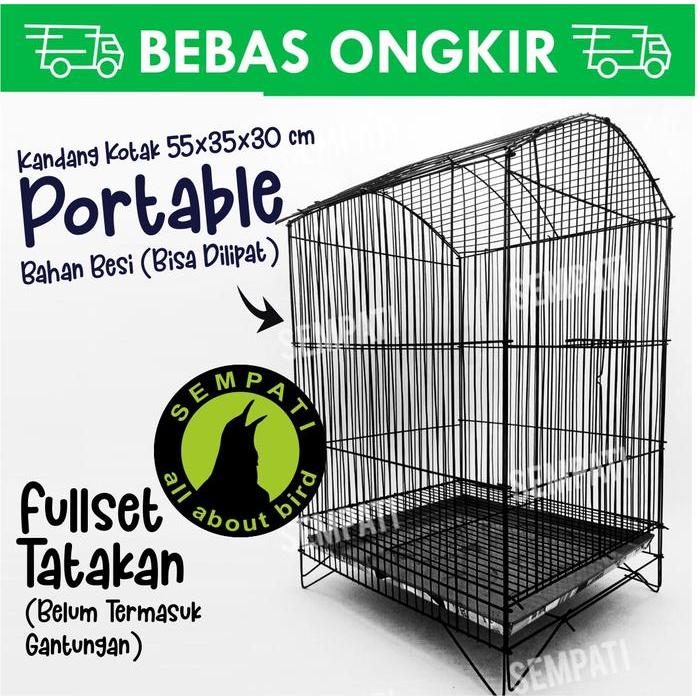 SEMPATI SANGKAR KOTAK BESI LIPAT 55 X 35 X 30 CM KANDANG BURUNG PERKUTUT KENARI PLECI SOGON CIBLEK