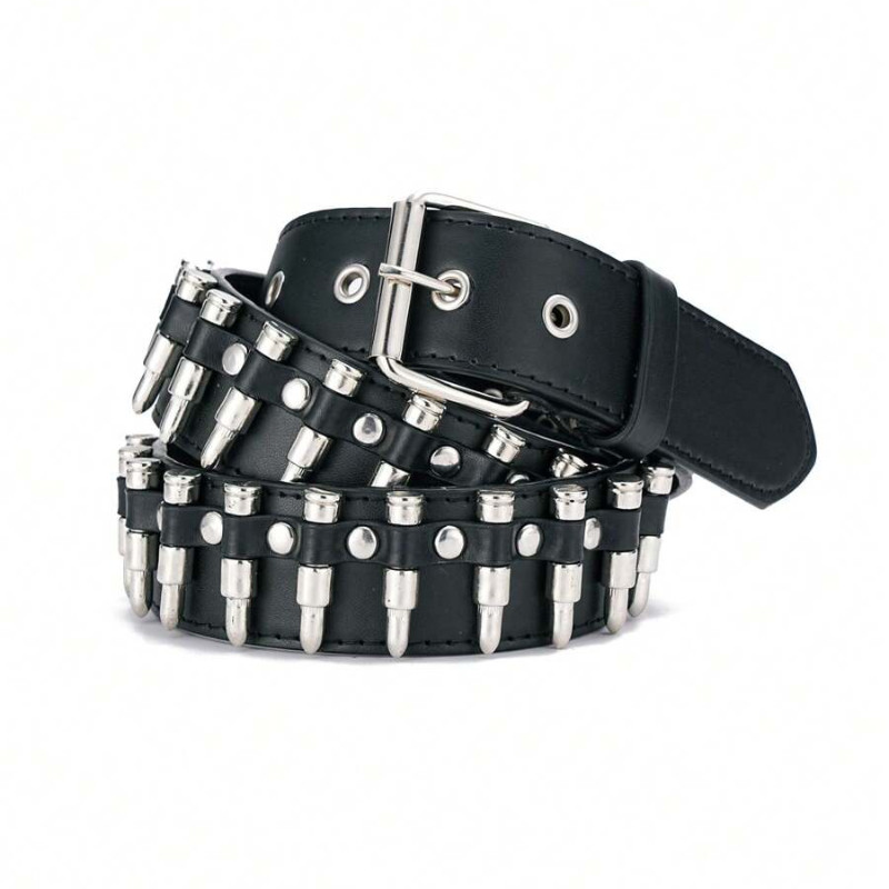 Fashion New Bullet Accessories Belt Metal Belt Men And Women Punk Hardware Jeans Belt Y2K Belt