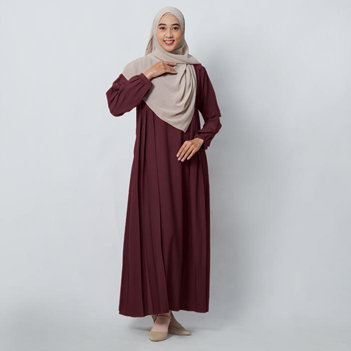 TUBITA - Cala Dress Gas Umroh Basic Abaya Polos Wanita Plum Muslim Hitam