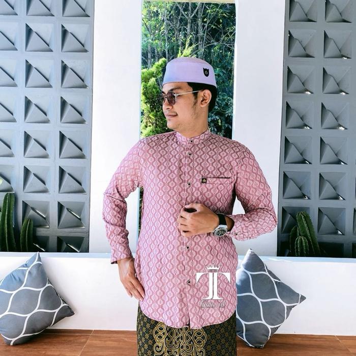 Kemko Muslim Pria Baju Koko Kemeja Motif Donggala Katun Jaguart Slimpit