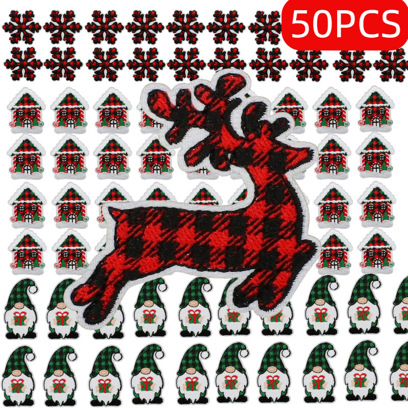 10/50PCS Wholesale Christmas Theme Embroidery Cloth Patches Snowflake Truck Patch Bag Clothes
