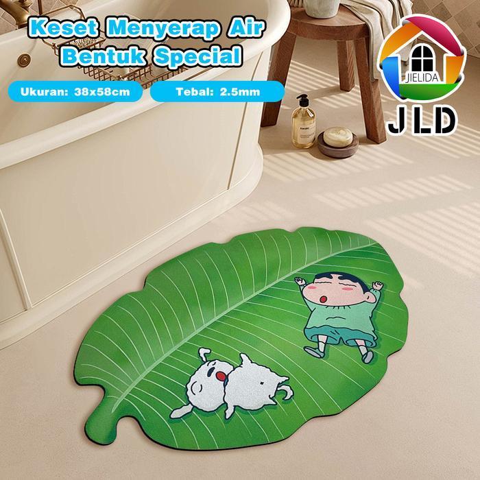 Jielida Keset Kamar Mandi Motif Daun/ Keset Karakter Dan Daun/ Keset Kaki Kamar Mandi Nyerap Air /