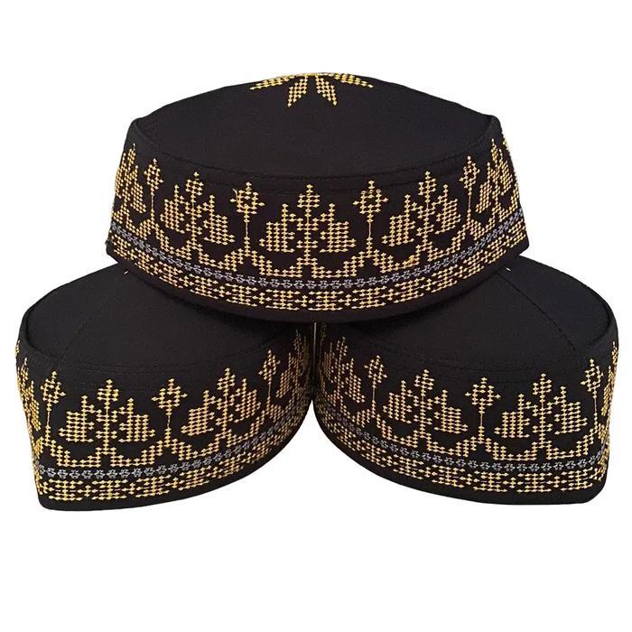 ( Ecer Kodian ) Peci Kopiah Hitam Pria Motif Batik / Peci Songkok Malaysia Motif Batik / Peci Shalat