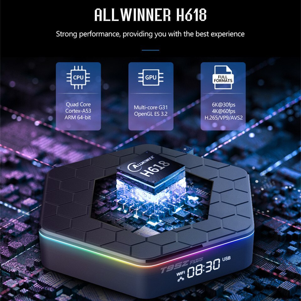 GAMINJA T95ZPLUS Smart TV Box Android 12 Bluetooth 5.0 4K Wifi 4GB 16GB 32GB 64GB Media Player Allwi