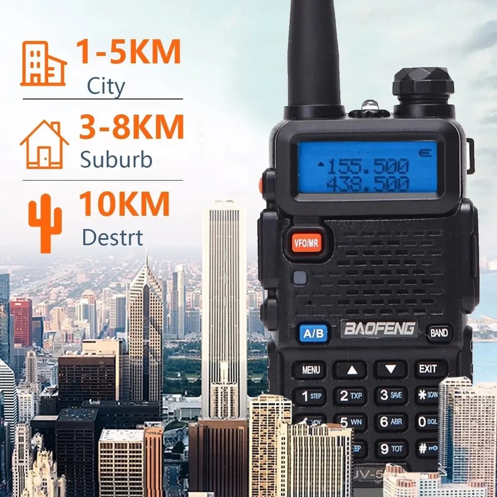 1Pcs/2Pcs Baofeng Uv-5R Long Range Ham Amateur With Fm Radio Long Range Portable Two Way Radio