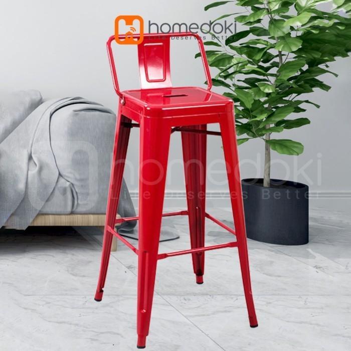 Homedoki Kursi Bar Besi / Kursi Makan / Kursi Persegi Tinggi / Kursi Outdoor