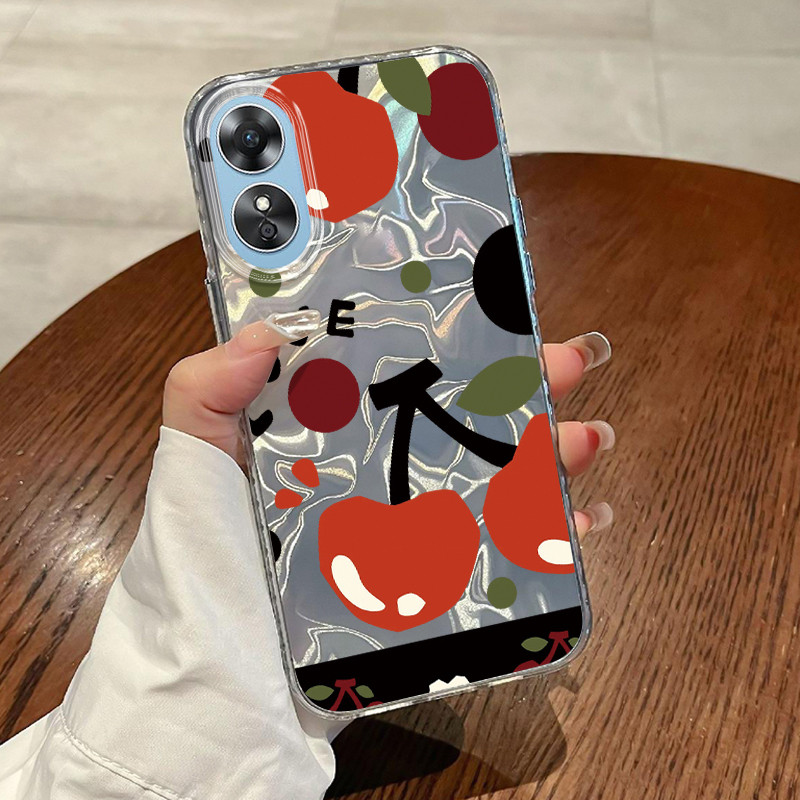 Casing Hp OPPO A17 OPPO A17K Case Casing Pola Buah Graffiti HP Kasing Kasus ponsel transparan mewah 