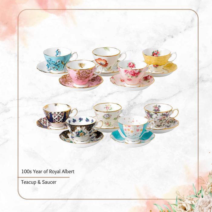 Royal Albert 100 Years - Teacup & Saucer / Cangkir Teh & Tatakan Cangkir Teh Motif Bunga