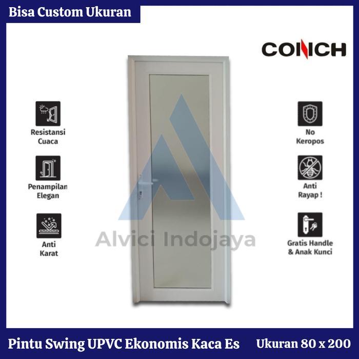 Pintu Swing UPVC Conch Ekonomis Full Kaca