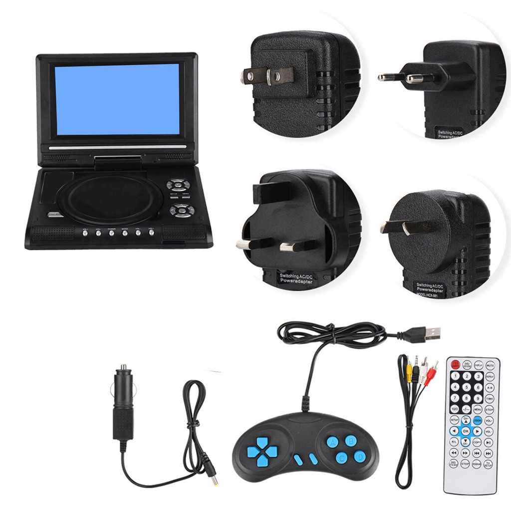7inch Portable DVD Player Swivel Screen Rechargeable TV Car Gamepad Car DVD Player Car DVD Player