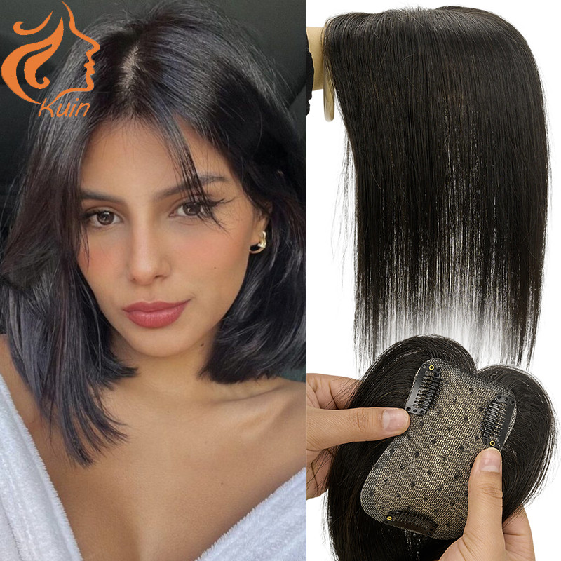 Straight Silk Base Women Topper7x11cm Human Hair Topper For Women Hand Made 3 Clip In Human Hair