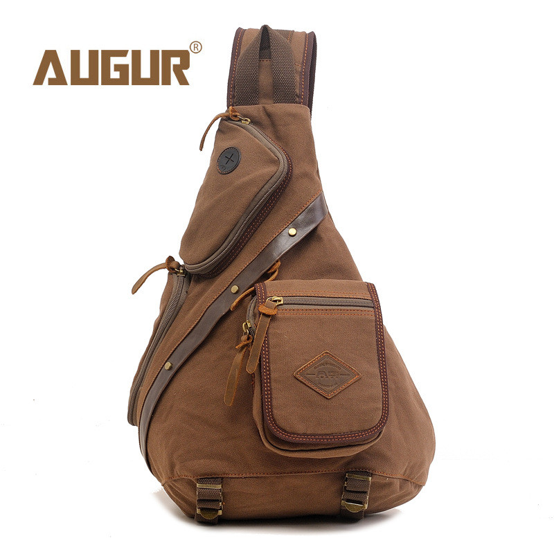 AUGUR Hot Sale Men Chest Back Pack Bag vintage Satchel Single Shoulder Bag Canvas Man Rucksack