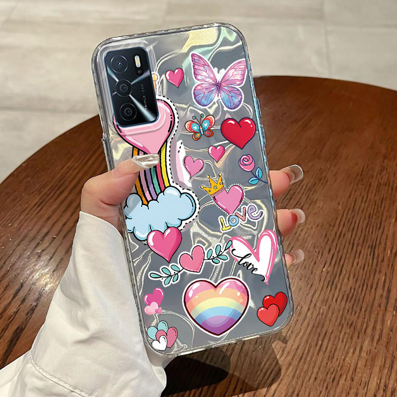 Casing Hp OPPO A16 OPPO A16s OPPO A54s Case Casing Pola Pelangi Cinta HP Kasing Kasus ponsel transpa