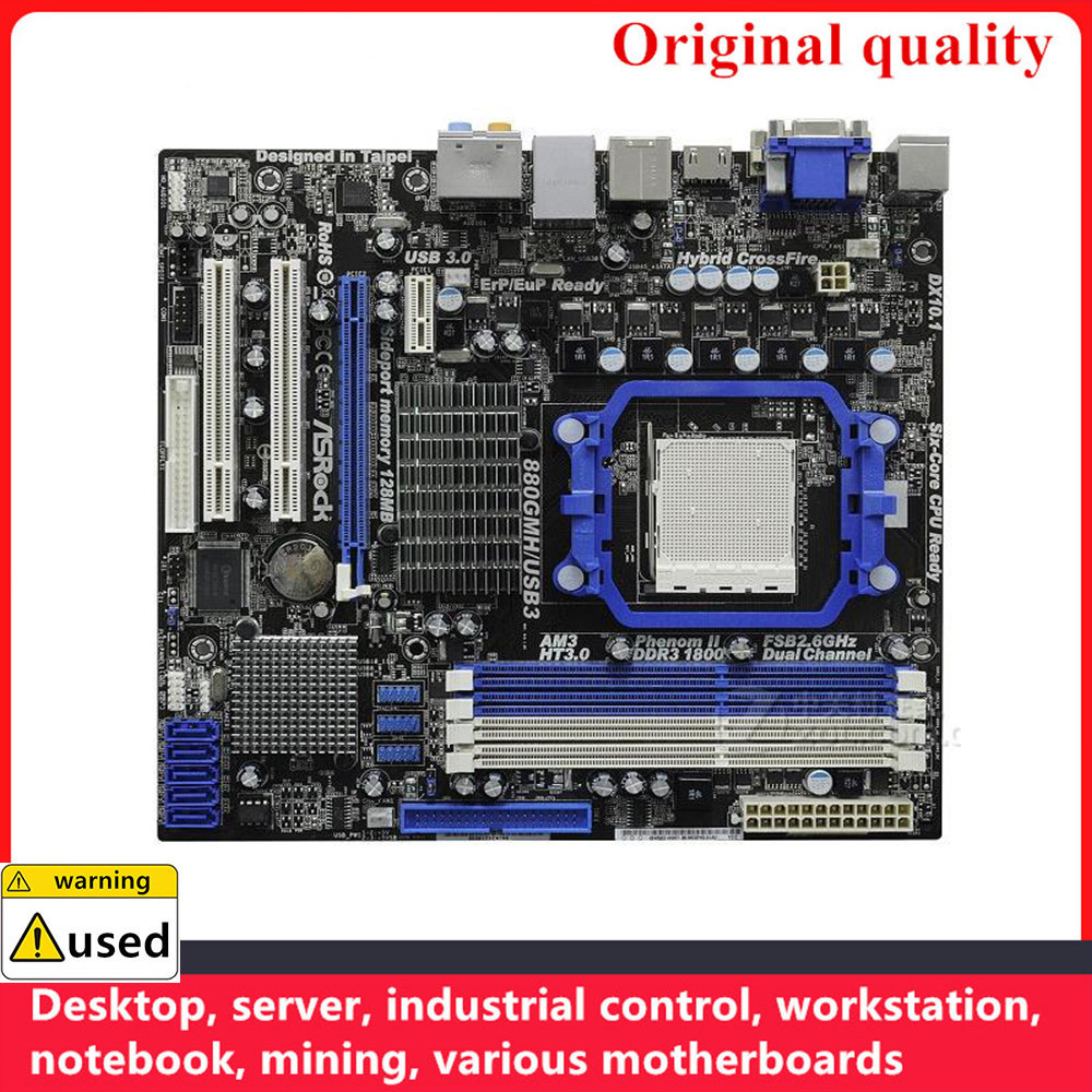 Used For ASRock 880GMH/USB3 M-ATX Motherboards Socket AM3 DDR3 16GB For AMD 880G 880 Desktop Mainboa