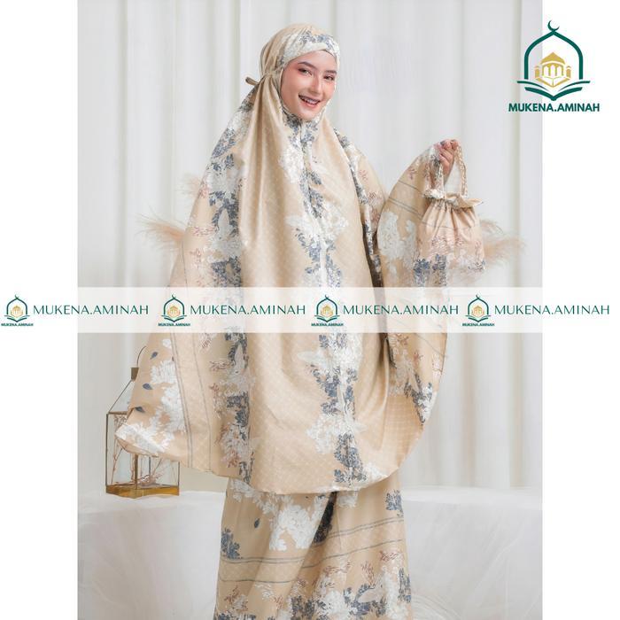 difv- Mukena.Aminah Mukena Dewasa Azura Hasya 2In1 Resleting Travel Katun Motif Cantik