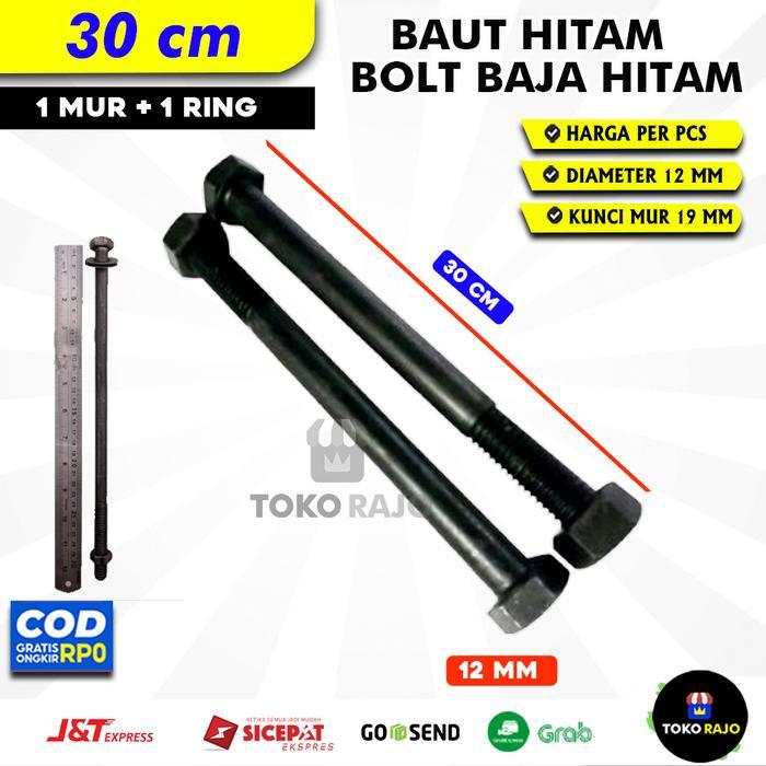 New BAUT MUR HITAM BAJA PANJANG 25 CM 30 CM BAUT BAJA HITAM 1/2" KUNCI 19 MM BAUT BALOK