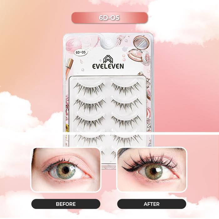 pamf- Eveleven 6D-03 Dan 6D-05 Spesial Bundling Bulumata Eyelashes Lem Extension Natural