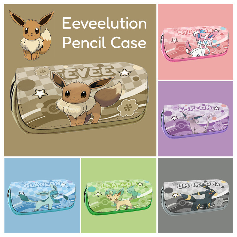 Pokemon Eevee Sylveon Espeon Umbreon Pencil Case Student Large Anime Stationery Storage School