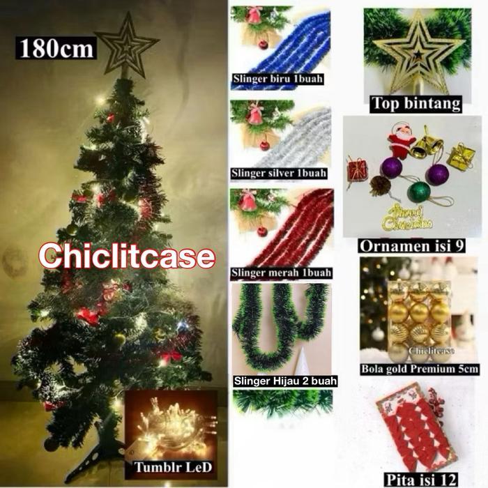 Pohon Natal Premium Pvc 90 Cm/120 Cm/180 Cm/Paket Pohon Natal Ornamen Natal