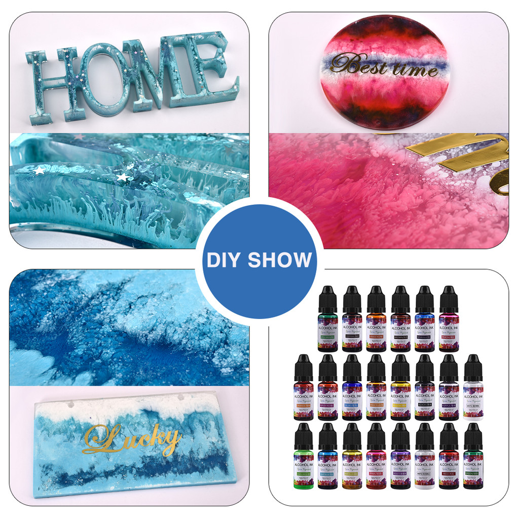 10ml UV Epoxy Resin Pigment Art Ink Alcohol Liquid Colorant Dye Ink Diffusion For DIY Resin Crafts J