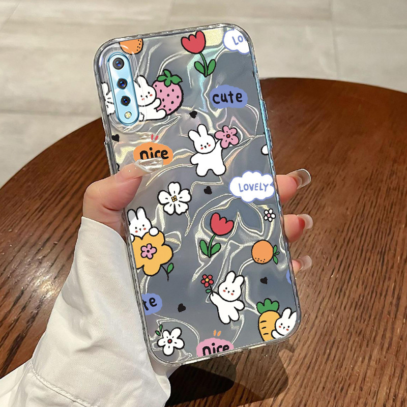 Casing Hp VIVO S1 VIVO S1 Pro Case Casing Pola Bunga Kelinci Putih HP Kasing Kasus ponsel transparan