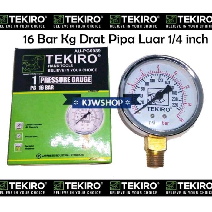 Manometer 16Bar Pressure Gauge 16 kg TEKIRO Pressure Gauge 16 Bar 16kg Mano Meter 16 Bar Pengukur