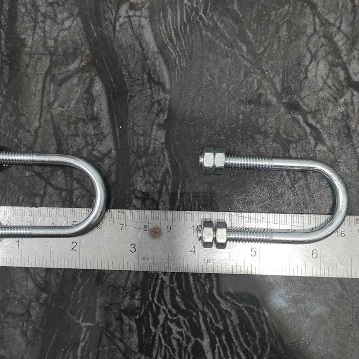 Ubolt besi 1/4x1/2panjang/klem pipa+4mur