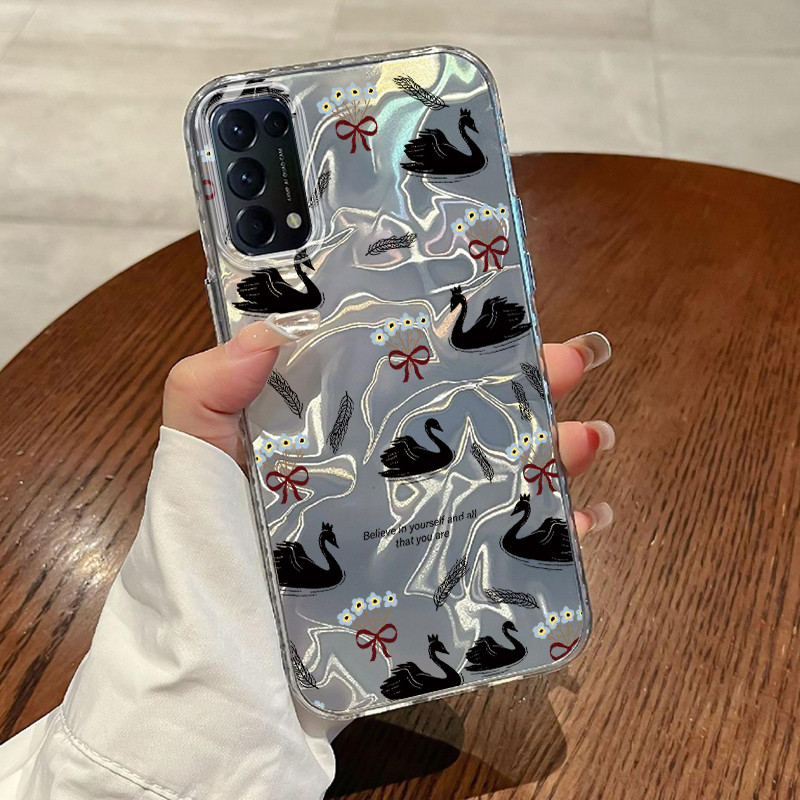 Casing Hp OPPO Reno 5 4G Reno 5 5G Reno5 Reno 5K 5G Reno5 K Find X3 Lite Case Casing Pola Angsa Puti