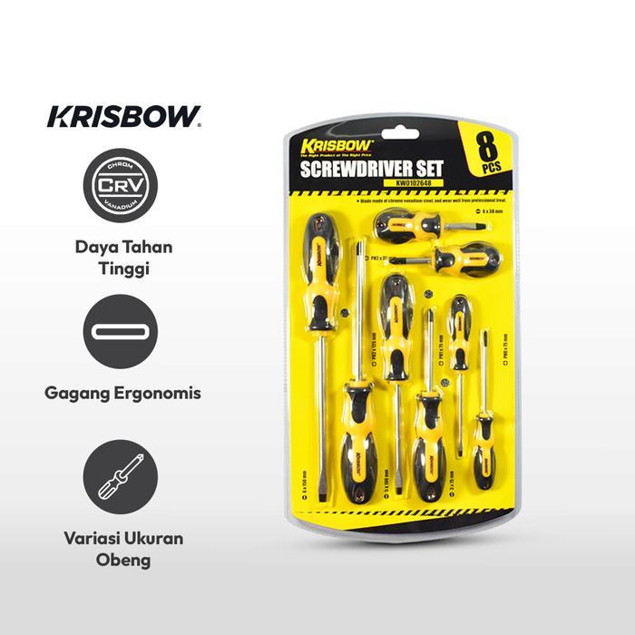 Krisbow Set 8 Pcs Obeng Plus & Minus - Kuning Original