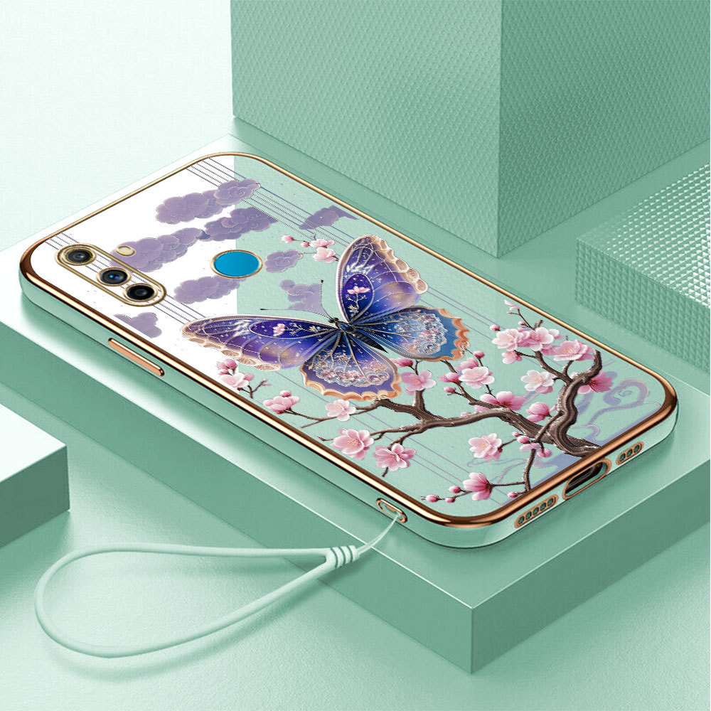 Casing Hp Untuk Realme C3 Lokal Stock Lanyard Gratis Phone Case Softcase Kesing Cassing Kupu-kupu 29